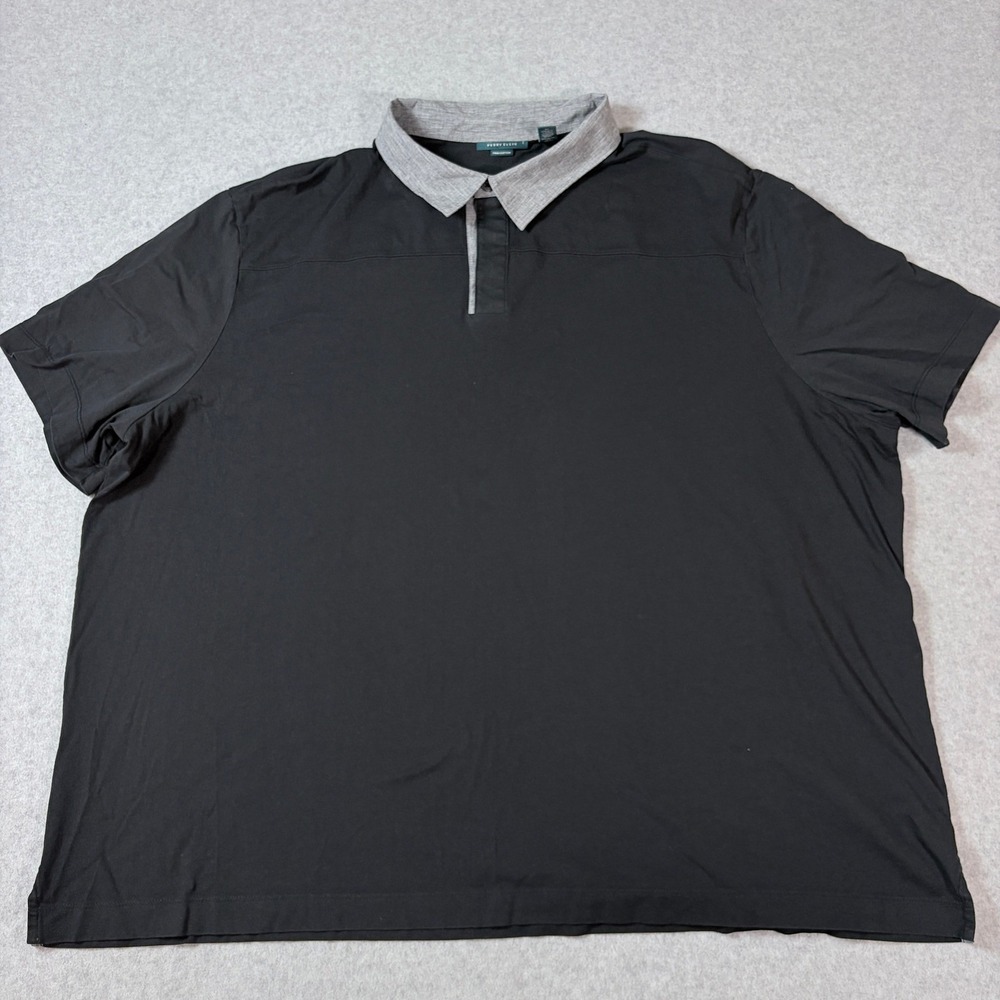 Perry Ellis Mens 4X Polo Shirt Black Gray Pima Cotton Short Sleeve Pullover